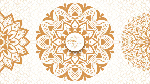 Luxury mandala background with golden arabesque pattern arabic islamic east style, Set of hand drawn mandala elements