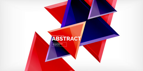 Abstract background - colorful triangles with 3d effect. Vector Illustration For Wallpaper, Banner, Background, Card, Book Illustration, landing page