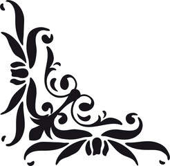 Elegant Border Corner floral vector design with intricate swirling elements and stylized leaves
