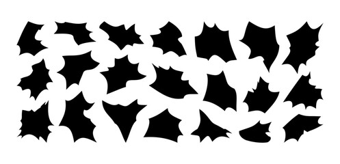 Grungy Halloween vector text frames. Sharp edge paper balloons. Bat shape creepy text bubbles. Scary speech bubble set. Collection of Halloween pattern design elements. Spooky patern illustration