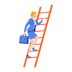 Businesswoman Climbing Career Ladder for Success © Siriarpa