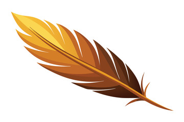 Elegant brown feather, illustration on white background.