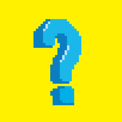Obraz premium Question mark pixel art, vector illustration on isolated background.