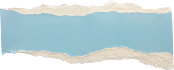 piece of blue cardboard paper tear isolated on white background