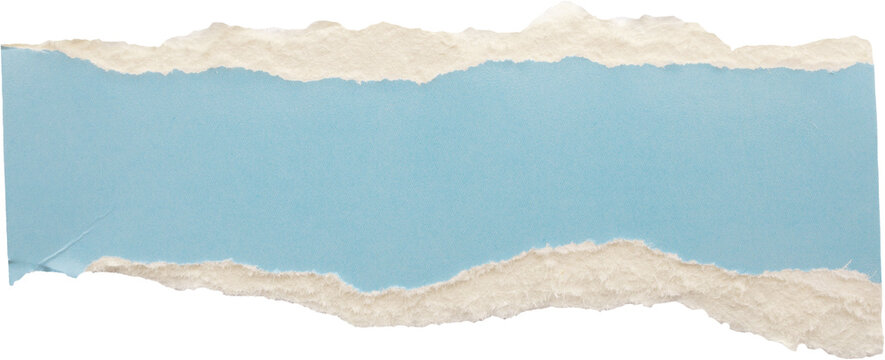piece of blue cardboard paper tear isolated on white background