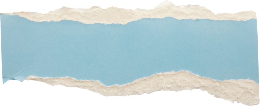 piece of blue cardboard paper tear isolated on white background