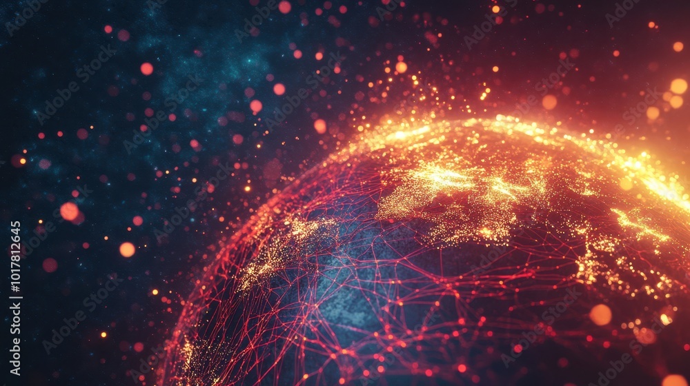 Aufkleber the globe with dynamic network