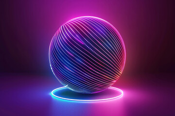 Fototapeta premium Vibrant 3D Sphere in Abstract Colors, surreal spheres featuring vibrant, floating geometric shapes in a colorful, dreamlike landscape. Digital Artwork