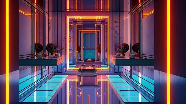 Cyber Deformation Animation of an Elegant Bathroom, Hyper Detailed