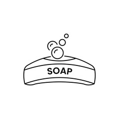 soap bar and bubble line icon vector