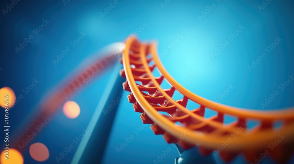 Aufkleber a close up of a roller coaster track with multiple curves, emphasizing the thrill and physics behind