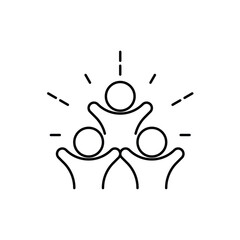 group happy people icon, party friends, joy expression feeling, thin line web symbol on white background - editable stroke vector illustration