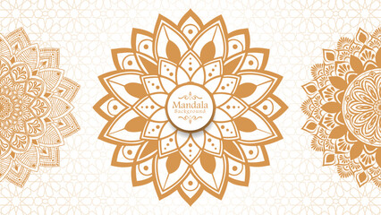 Luxury mandala background with golden arabesque pattern arabic islamic east style, Set of hand drawn mandala elements