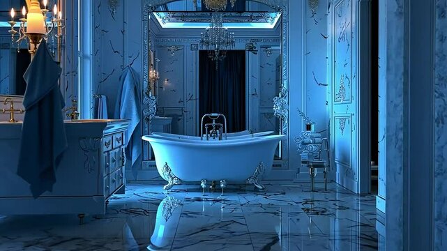 Cyber Deformation Animation of an Elegant Bathroom, Hyper Detailed
