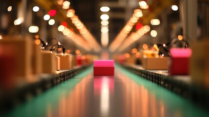 A factory floor bustling with activity, showcasing the production process of a specific product.