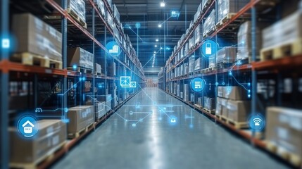 Fototapeta premium Warehouse with Digital Icons