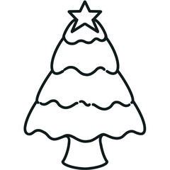 Minimalist Outline Drawing of a Christmas, Elegant Design, Cute hand drawn.
