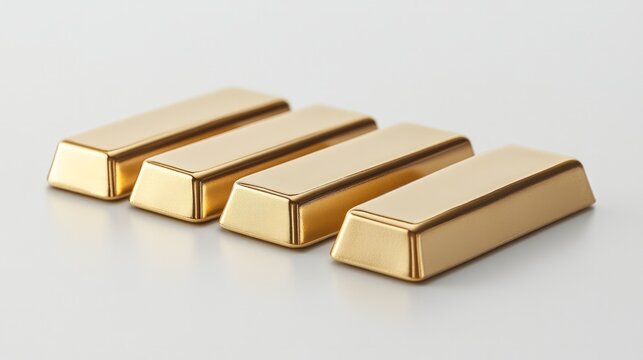 Gold bars on a white background