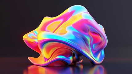 Obraz premium Abstract 3D Render of a Shiny, Iridescent, Multicolored Object