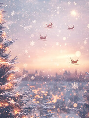Naklejka premium Festive Office Holiday Celebrations with Coworkers – Christmas Decorations, Snowy Scenes, and Team Bonding