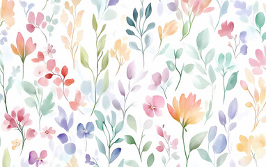 Watercolor flower pattern background, Generative AI