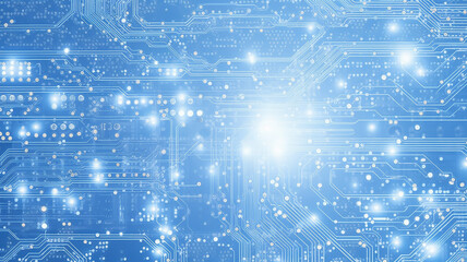 Fototapeta premium blue background, abstract computer technology, blurred backdrop copy space of modern technology