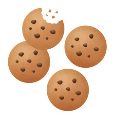 一枚齧られたチョコチップクッキーのイラスト
