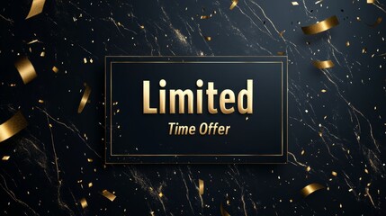 A promotional graphic featuring the text "Limited Time Offer" on a dark marble background with gold confetti.