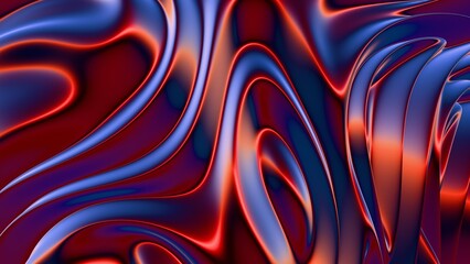 Abstract background with red and blue flowing curves..