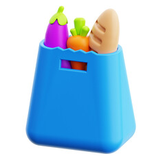 3d Shopping Bag icon. suitable for grocery store, farmers market, healthy eating concepts, food delivery services