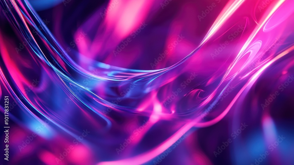 Poster abstract neon light background with bright streaks and dynamic shapes close-up photo with clean back