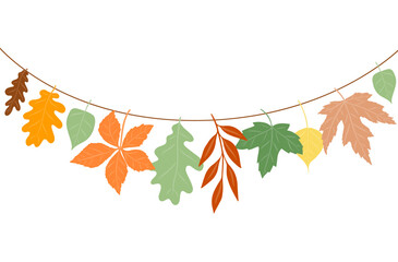 Autumn leaves isolated on a white background. Simple vector autumn collection for greeting holiday cards and Thanksgiving design