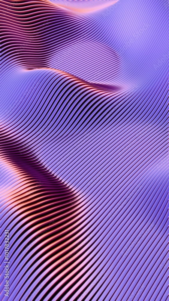 Poster Abstract wavy pattern with flowing lines in blue and red tones..