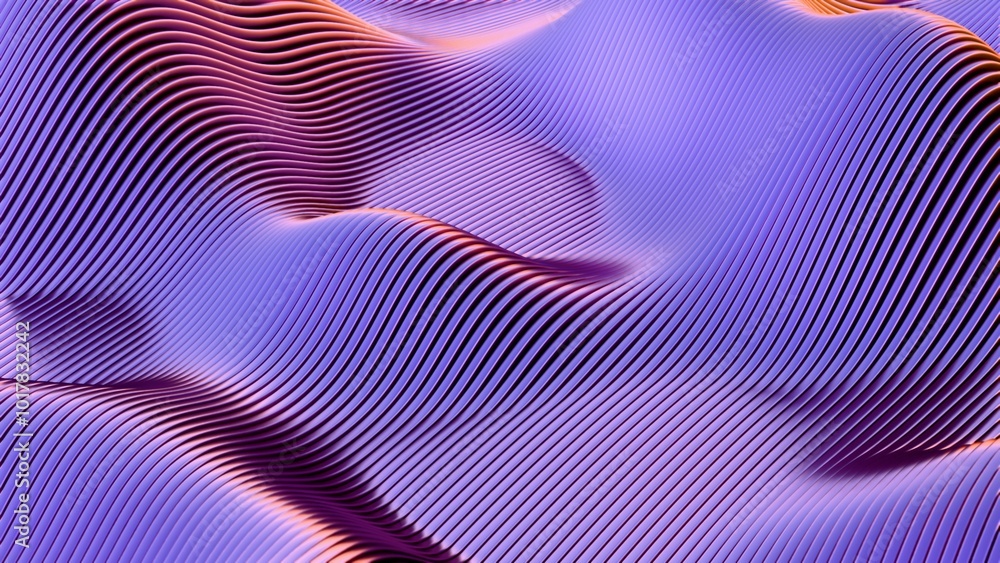 Aufkleber Abstract wavy pattern with flowing lines in blue and red tones..