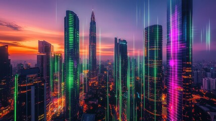 Obraz premium The Urban Skyline at Dusk