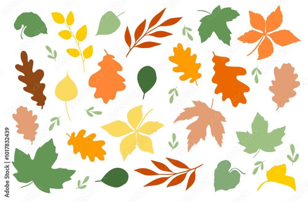 Canvas Prints autumn leaves isolated on a white background. simple vector autumn collection for greeting holiday c