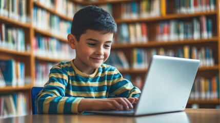 The Boy Using Laptop