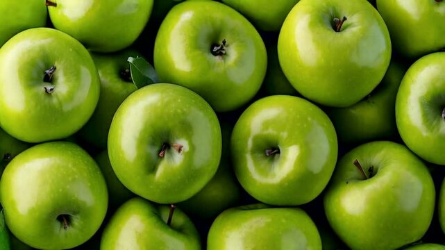 Green apples for texture and background. Green apple is a crunchy, juicy fruit with a tart flavor, often used in baking, salads, or eaten raw for snacking. 