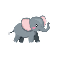 Obraz premium Vector Happy elephant cartoon flat style illustration isolated on white background
