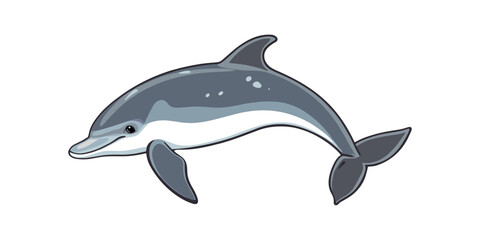 Fototapeta premium Vector painting of a cartoon style dolphin, isolated on a white background, dolphin vector, drawing clipart, Illustration Vector, Graphic Painting, design art, logo