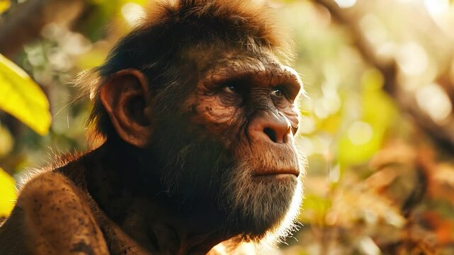 An extinct species of an early human, primitive man, early human existence, tools, culture, and survival in the ancient epochs of our evolutionary past	
