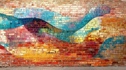 Artistic brick wall with abstract patterns - Focusing on brick walls featuring abstract or non-traditional patterns, ideal for contemporary art installations or unique design projects.