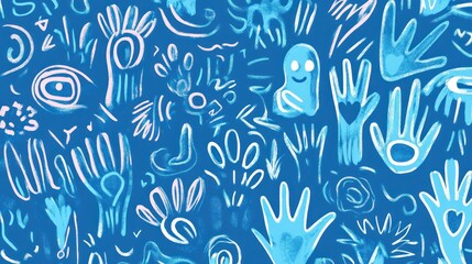 Blue background with hand-drawn elements Featuring unique, artistic touches, perfect for personal branding, social media graphics, or creative projects.