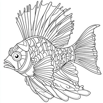 recommend clip art: Lionfish Illustration, Underwater Scene, Marine Life, Ocean Drawing, Coloring Page, Animal Art