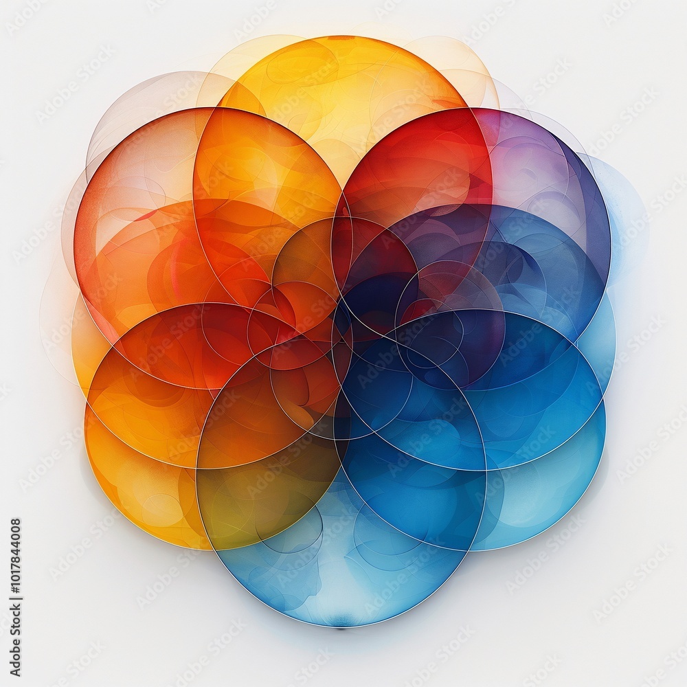 Poster Abstract Colorful Overlapping Circles Pattern Design