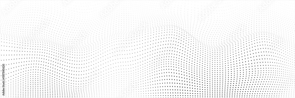 Fototapete wave 3d. wave of particles. futuristic point wave. design for poster. technology vector background. 
