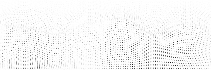 Wave 3d. Wave of particles. Futuristic point wave. Design for poster. Technology vector background. Vector illustration.