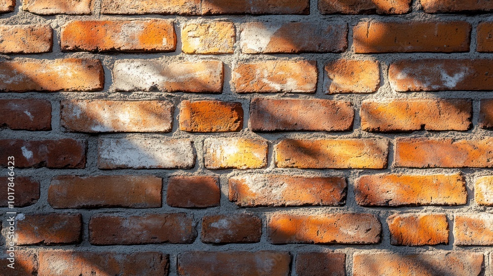 Poster brick wall with shadow play - showcasing brick walls where shadows create dynamic patterns and visua