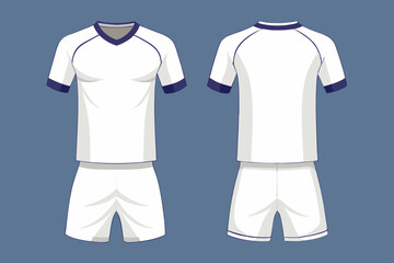 Realistic Set of White T-shirts and Shorts for Sportswear Uniform Mockup