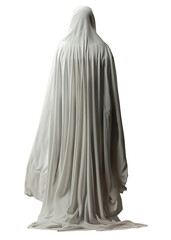 Naklejka premium The robe is white and has a hood, giving the impression of a ghostly figure